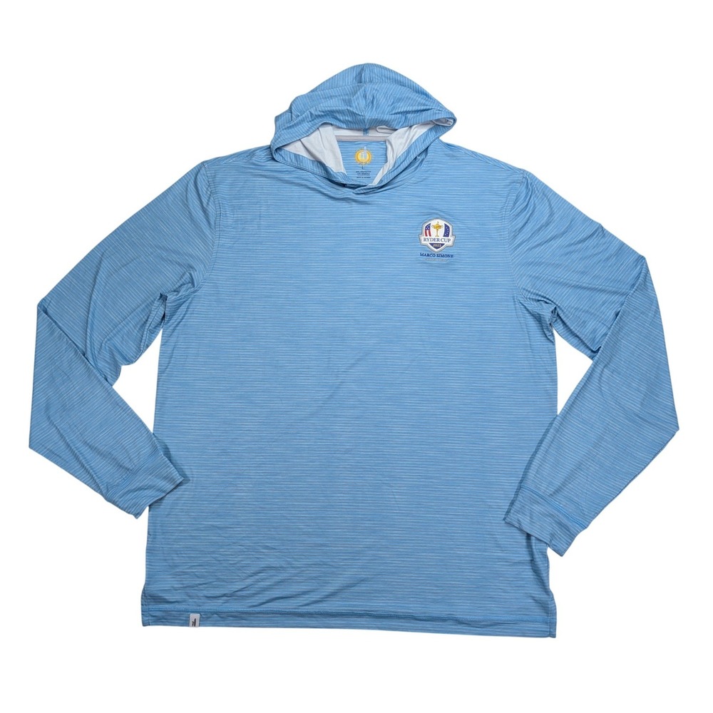 Johnnie-O Leland Hoodie Mens L Blue 2023 Ryder Cup Marco Simone Golf UPF 50